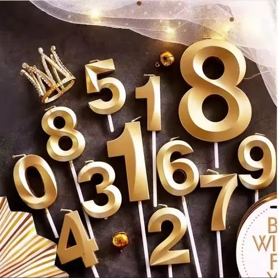 Wholesale Party Cake Decoration Birthday Party Gold Diamond Number Candle