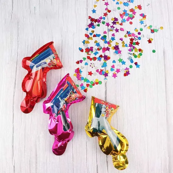 Party Inflatable Fireworks Aluminum Foil Christmas Pistol Party Birthday Atmosphere Bullet Inflatable Colorful Paper Scrap Gun
