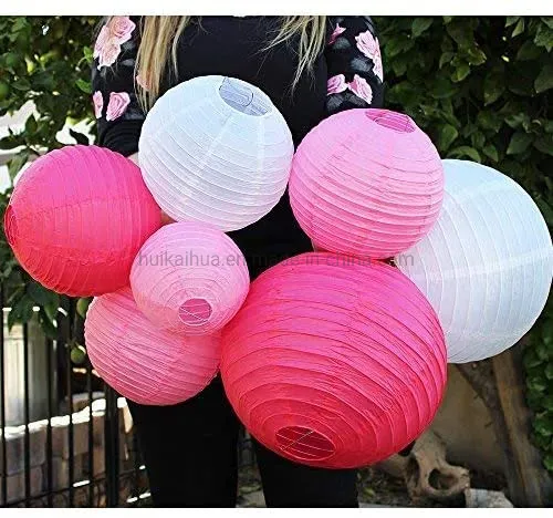 Hkh Handmade Pendant Pink Wedding Valentine′s Day Party Decoration Round Paper Lantern
