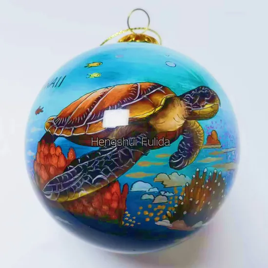 New Designed Inside Reverse Hand Painted Glass Christmas Ball Christmas Ornament Christmas Bauble in Hawaii Style with Green Sea Turtle Hawaiian Souvenir Gifts