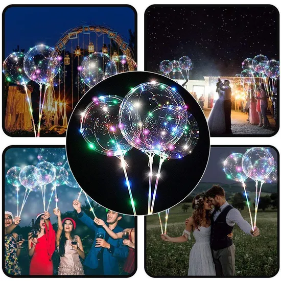 Flashing Light up LED Glowing Bobo Glitter Balloon Baloons LED Bobo Balloon