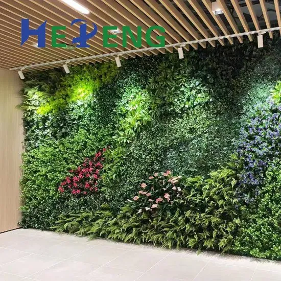 UV Protection Artificial Plastic Green Plant Foliage Wall 50cm*50cm Customized Plant Leaves Vertical Panels for Indoor Decoration