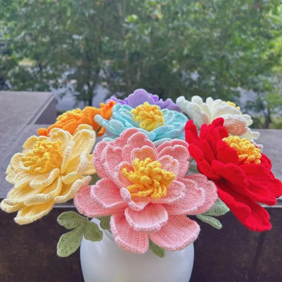 2025 Best Crochet Gift Supplier Single Flower Artificial Tulip Decorative Crochet Flower