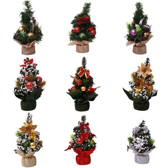 Small Christmas Ornaments Mini Xmas Tree Desktop Decor Pine Cone Christmas Tree for Party Supply