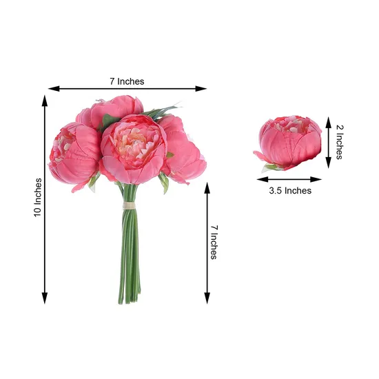 Wholesale 5 Heads Fuchsia Peony Bouquet Artificial Peonies Spray Flower