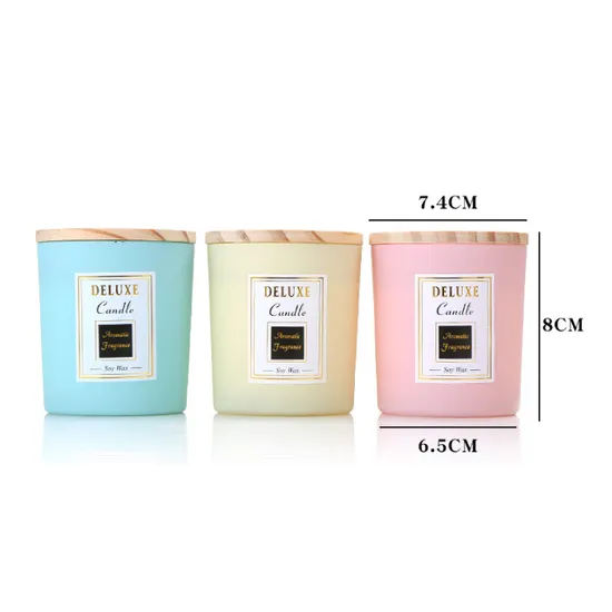 Wholesale Luxury Private Label Glass Candle Jar Container with Wooden Lid for Candle Making