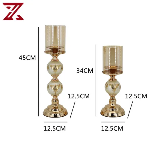 Wholesale Round Ball Glass Tea Light Candle Holder 2 Size Set Gold Stand Candle Holder