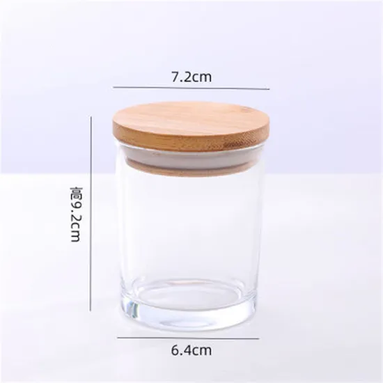 Glass Candle Jar Home Use Round Shape Candle Jar with Bamboo Lid