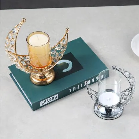 Crystal Moon Shape Home Gift Candle Holder New Design Muslim Candlestick