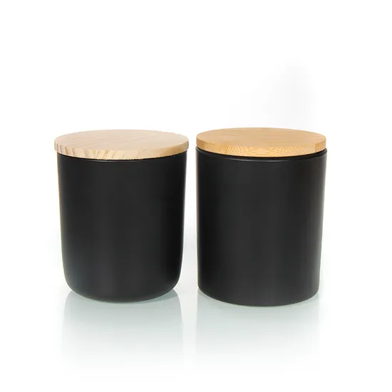 Factory Matte Glass Empty Unique Luxury Home Decor Candle Jars Containers with Wooden Lid