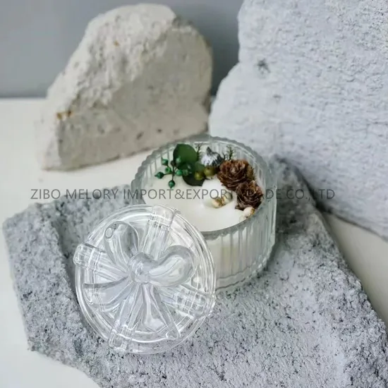 Round Vertical Grain Bow Glass Candle Holder/Glass for Christmas DIY