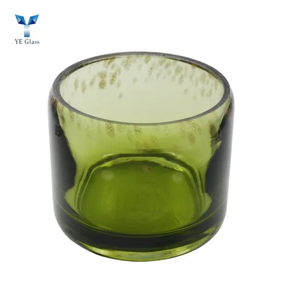 Hand Blown Green Glass Candle Vessels