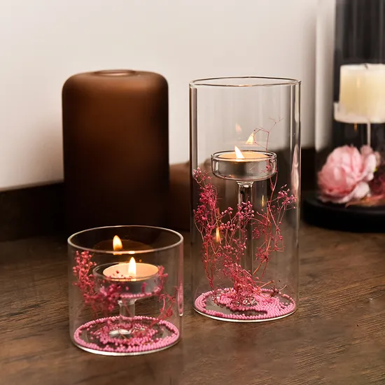 Electro Plate Sprayed Glass Candle Cup Candleholder