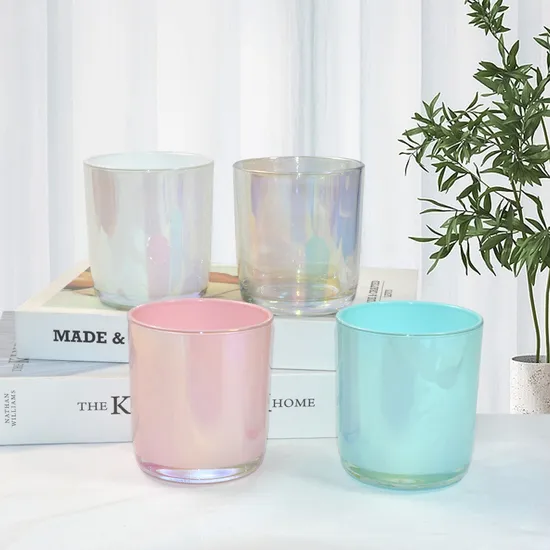 Custom Luxury Candles Jar Iridescent Holographic Glass Candle Can Holders for Candle Making Home Decoration Jar Glass