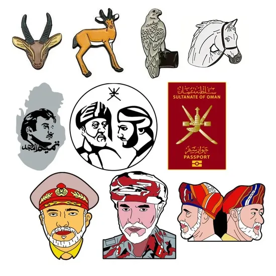 Custom Saudi Arabia Brooch Oman National Day Pins Mobile Phone Sticker Supplier Enamel Lapel Pin Metal Logo Stick Pin with 3m Glue