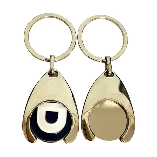 Custom Promotional Gift Enamel Metal Trolley Coin Keys Ring Tag Holder Keychain
