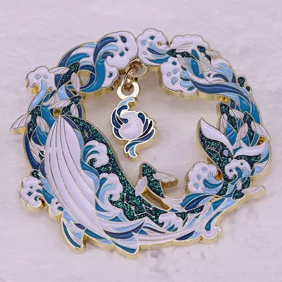 Flash Whale Badge Cute Marine Animal Enamel Pin for Bag Clother Accessories
