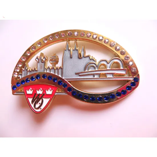High Quality Custom Soft Enamel Pin Badge Enamel Pin Badge Zinc Alloy Cut out Gold Finish Enamel Pin Badges with Color Stones