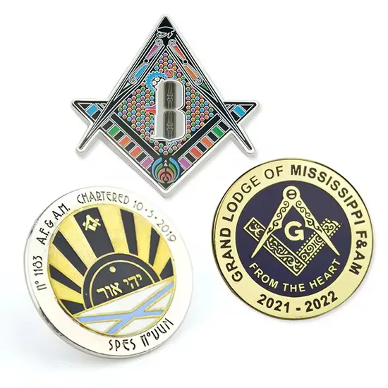 Custom Soft Hard Enamel Pin Masonic Lapel Pin Design Your Own Company Anime Logo Zinc Alloy Badges
