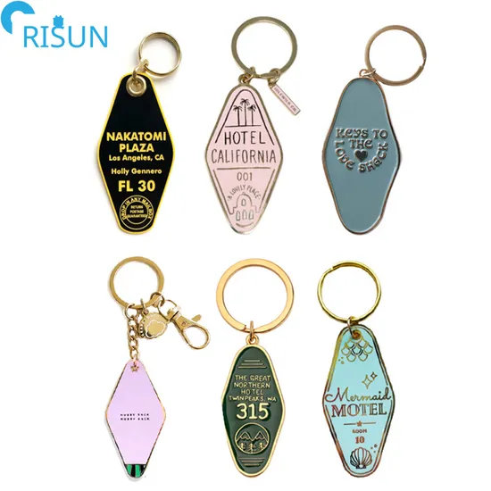 Manufacture Personalized Metal Hard Enamel Motel Hotel Keychains Keyrings Pendant Custom Motel Keychain Hotel Keychain