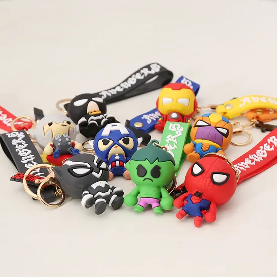 Custom High Quality 3D Silicone Cartoon Anime Rubber Key Chain 3D PVC Key Ring