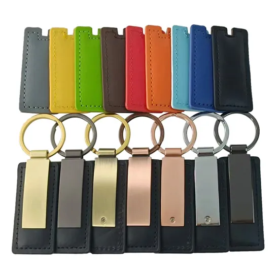 Guangdong Retro Style Advertising Promotional Gifts Custom Car Laser Logo Luxury PU Leather Keychain