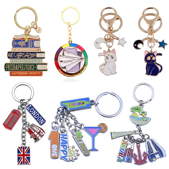 Metal Hard Soft Enamel Combination Key Chain Hotel Business Gifts Souvenir Car Enamel Logo Keychain Custom