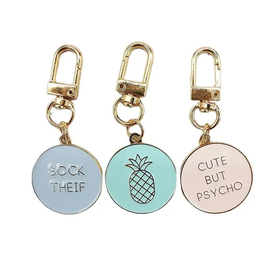Manufacturers Zinc Alloy Metal Custom Personalized Round Pineapple Dogbone Key Chain Soft Hard Enamel Keychains