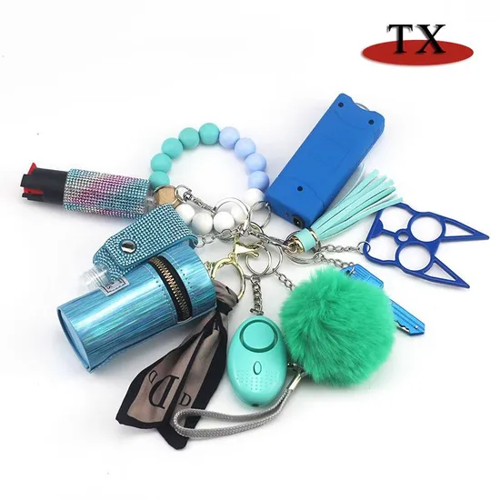Wholesale Outdoor Defense Alarm Electric Shock Self Defense Keychain Set