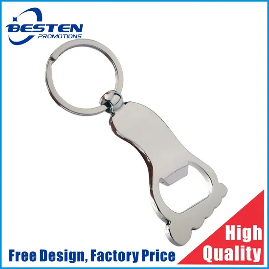 Wholesale Metal Rubber Silicone Foot Shape Beer Bottle Opener Keychain