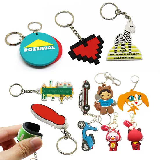 Promotional Gift Wholesale Personalized Custom Design Lovely 2D 3D Anime Cartoon Soft Silicone PVC Rubber Key Chain Custom Logo PVC Keychains