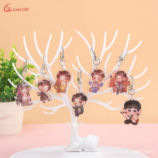 Custom Logo Fashion Gift Pendant Cartoon Anime Characters Transparent Acrylic Metal Keychain