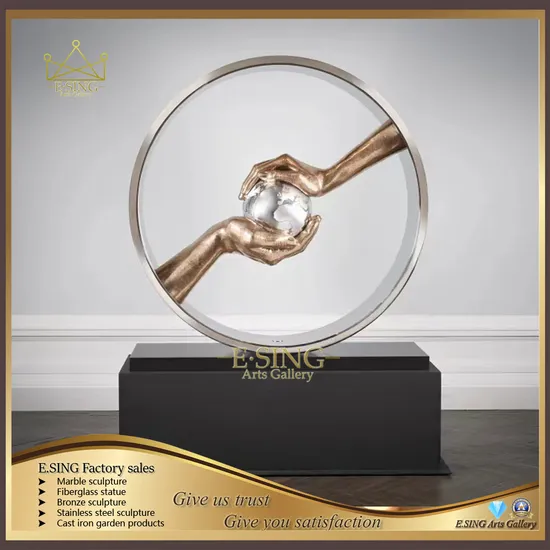Modern Garden Large Metal Mirror Polish Stainless Steel Abstract Ring Sculpture