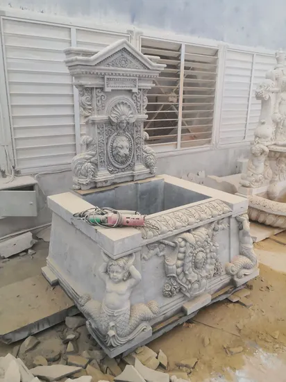 Unique Marble Water Fountain Stone Statue Lion Sculpture for Gardens