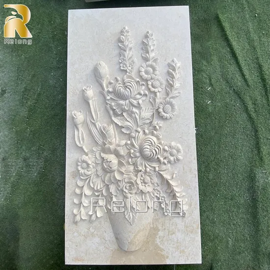 Stone Carving Wall Art Sculpture Decorative Marble Flower Relief Wholesale