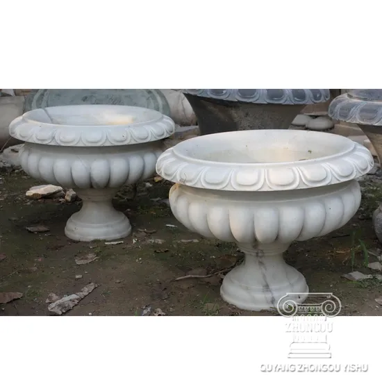 White Marble Garden Planters, Urns