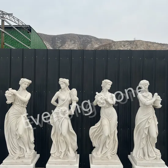 Hand Carving Natural Marble Stone Life Size Four Seasons Lady Statue for Garden Decoration