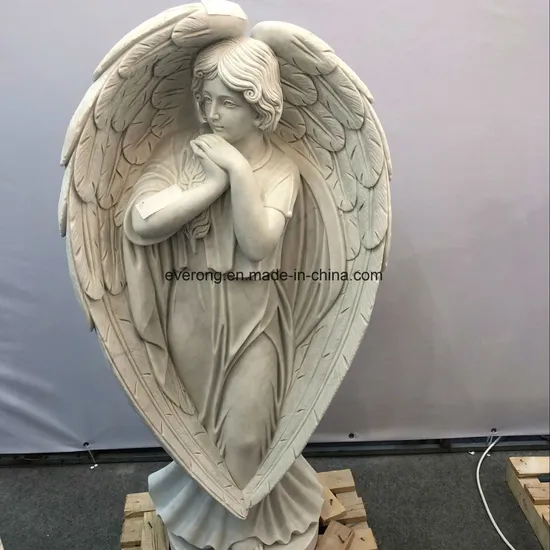 Natural White Marble Stone Angel Female Angel Sculpture for Garden Decoration