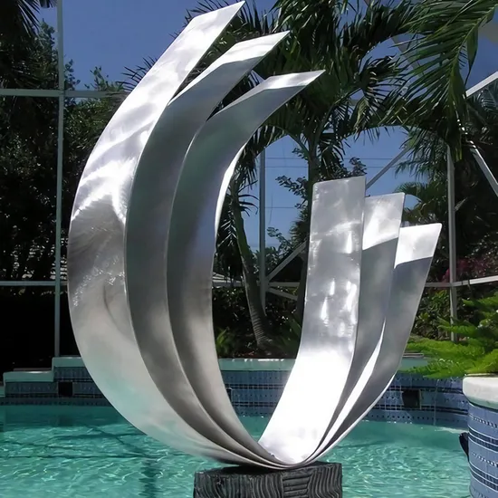 Polished Stainless Steel Building Large Outdoor Metal Sculptures Entrance Sculpture