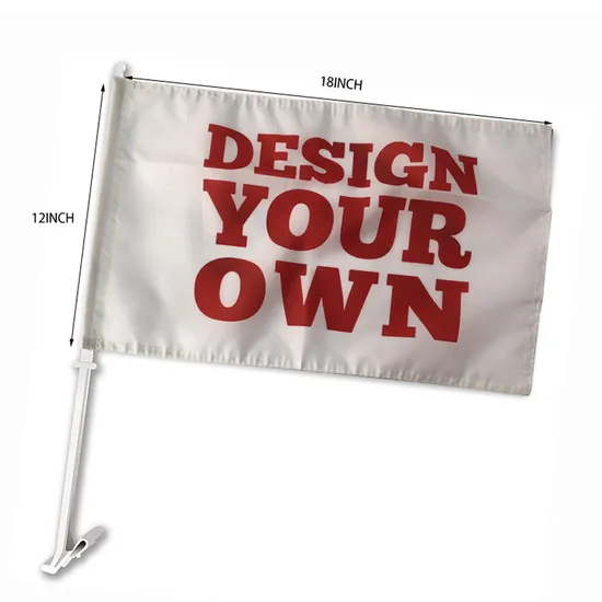 Polyester DIY White Car Flag Custom Blank Sublimation Car Flag for Car Windows