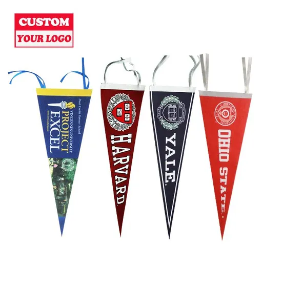 Double Sides Printing Football Club Custom Felt Triangle Pennant Flags