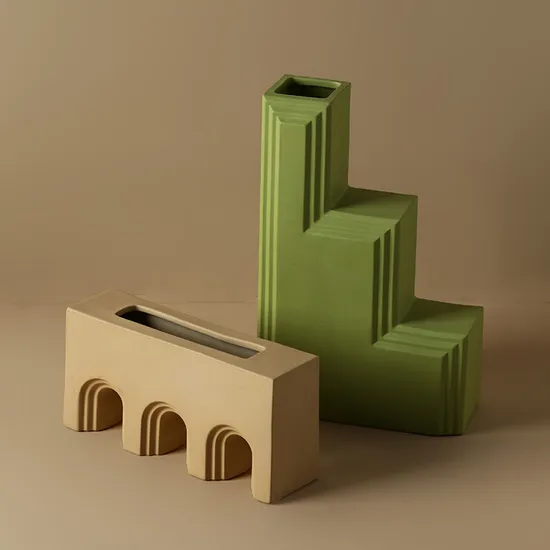 Nordic Elegant Geometric Art Ceramic Vase Ornament