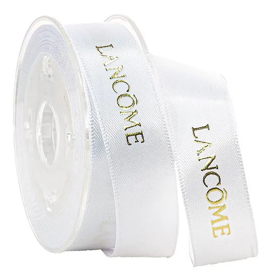Luxury Logo Printed Satin Ribbon Foil Gold Polyester Ribbon Manufacturer