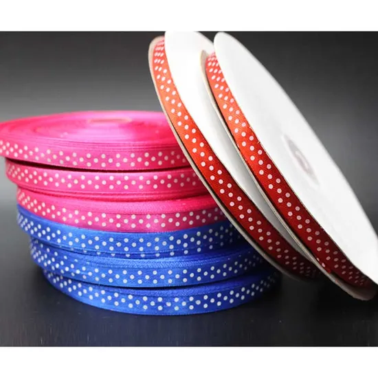 0.6cm/1cm/1.5cm/2cm/2.5cm Satin Printed Ribbon Print DOT Wholesale Christmas Color Ribbon-Dy10037