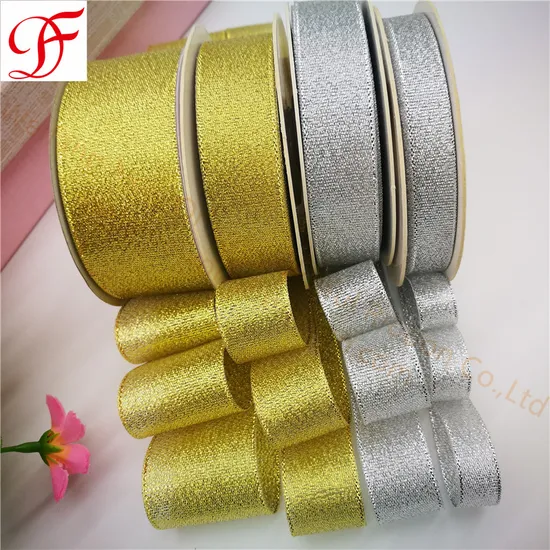 Nastro Raso Fitas Cetim Christmas Box Color Woven Gold & Silver, Color Metallic Grosgrain, Satin, Organza Ribbon for Decoration/Wrapping/Bows