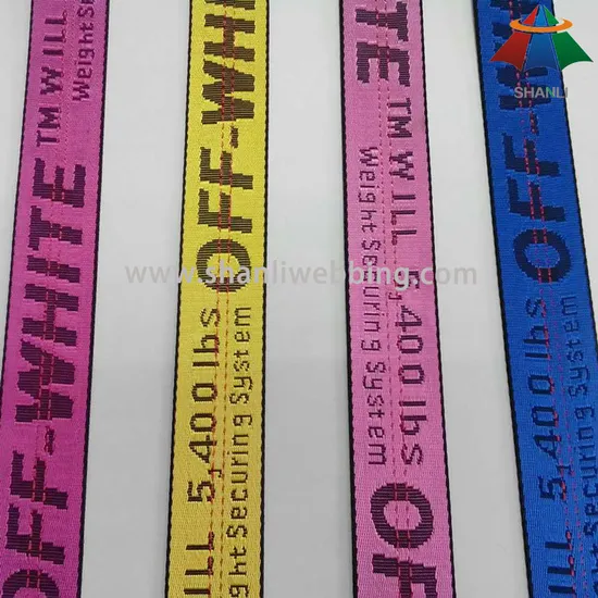35mm off White Logo Jacquard Polyester Webbing Have in Stock