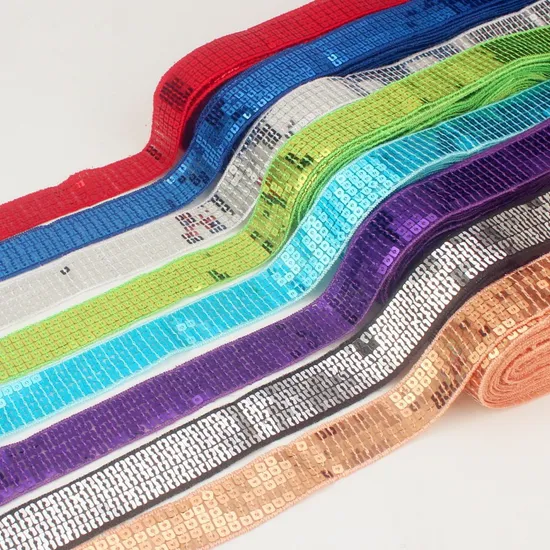 Wholesale 30 Colors 3cm No Stretch Sequins Lace Trim Band for Luxury Decoration