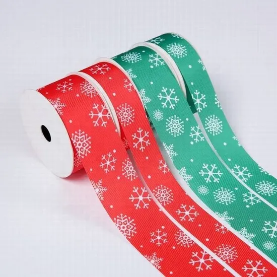 Luxury Custom Printed Grosgrain Christmas Tree Santa Snowflake Printed Ribbon Roll