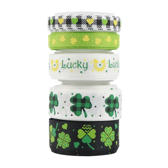 Manufacturer Spot Saint Patrick′ S Day Ribbon Small Size Combination Set Green Element Ribbon Irish Knot Printed Tape