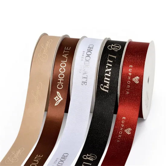 Custom Logo Artwork Printed Satin Grosgrain Customized Ribbon